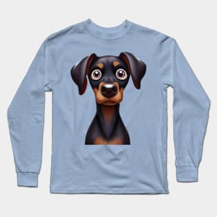 Adorable Doberman Puppy Graphic Design Long Sleeve T-Shirt